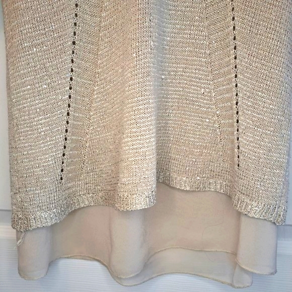 Sioni Layered Look Sparkly Silver Pullover Sweater Size Small - Picture 4 of 6
